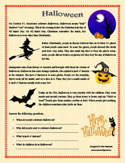 6 Halloween song worksheets for ESL class