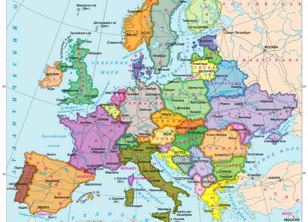 Политическая карта Зарубежной Европы – фрагмент на карте мира, формирование