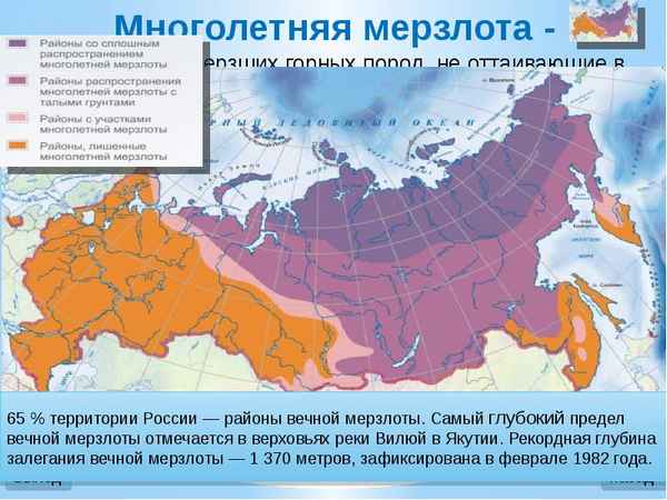 Многолетняя мерзлота в России – причины образования областей кратко