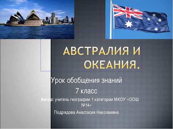 Австралия и Океания (7 класс) – регионы материка, их площадь