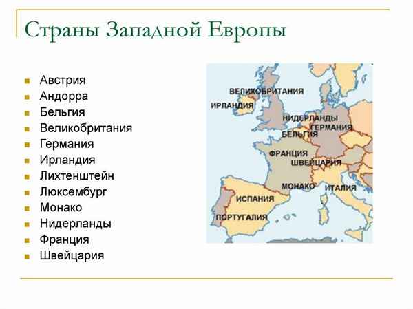 Страны Западной Европы – список больших столиц государств (7 класс)